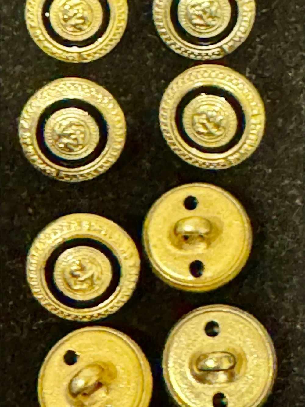 Versace V2 Gold-Tone Decorative Men’s Button Set - Black Accent, 12.5 mm d